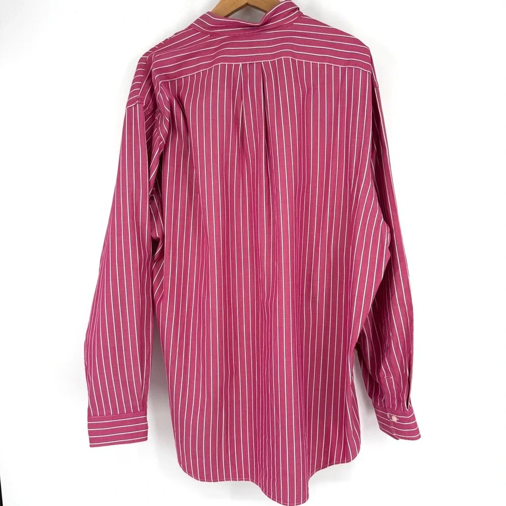 Vtg Polo Ralph Lauren Mens XL Pink White Stripes Preppy Pony 90s Academia READ